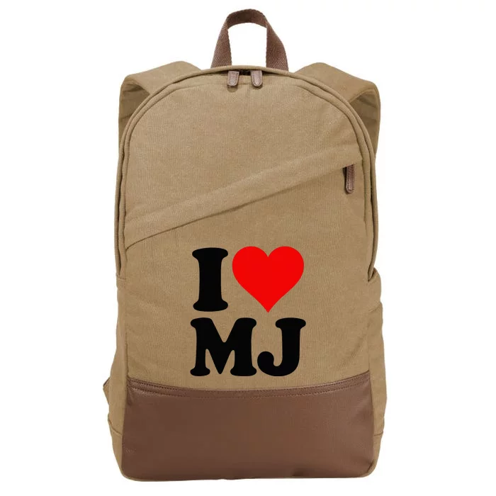 I Love Heart Mj M J M.J. Cotton Canvas Backpack