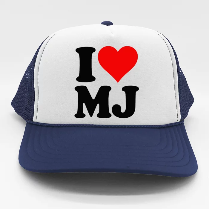 I Love Heart Mj M J M.J. Trucker Hat