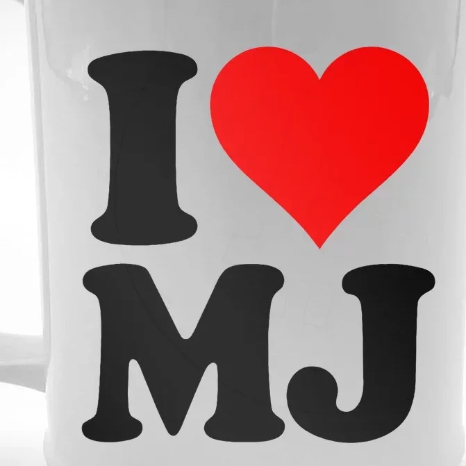 I Love Heart Mj M J M.J. Front & Back Beer Stein