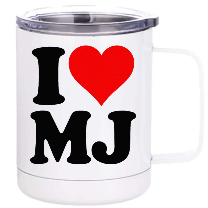 I Love Heart Mj M J M.J. Front & Back 12oz Stainless Steel Tumbler Cup