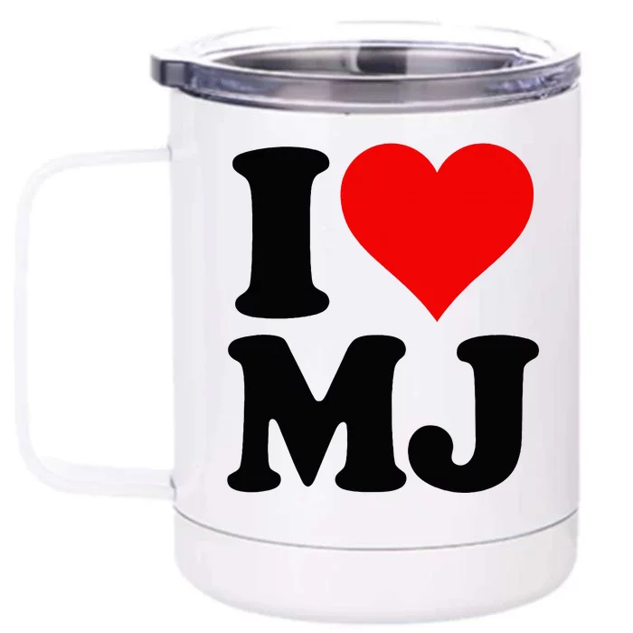 I Love Heart Mj M J M.J. Front & Back 12oz Stainless Steel Tumbler Cup