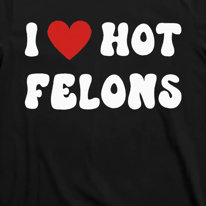 I Love Hot Felons Funny Statement T-Shirt