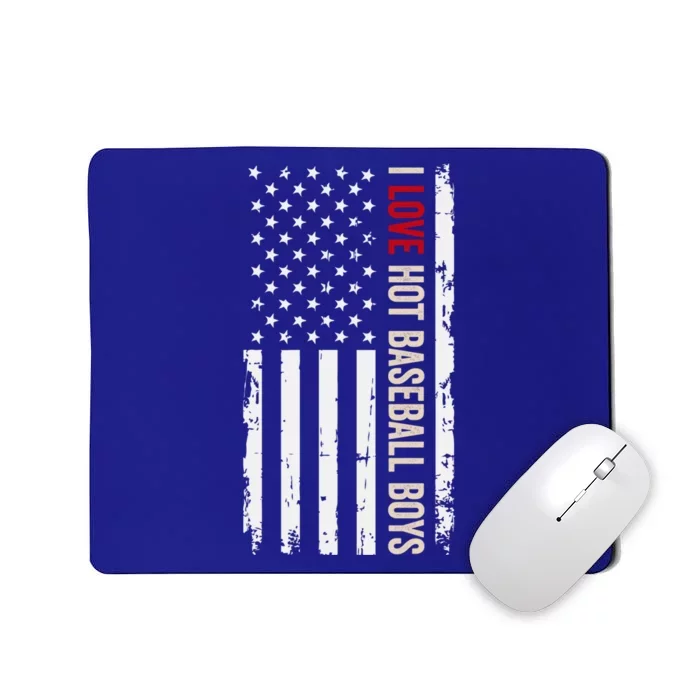 I Love Hot Baseball American Usa Flag Funny Gift Mousepad