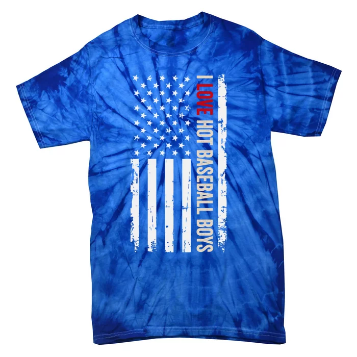 I Love Hot Baseball American Usa Flag Funny Gift Tie-Dye T-Shirt