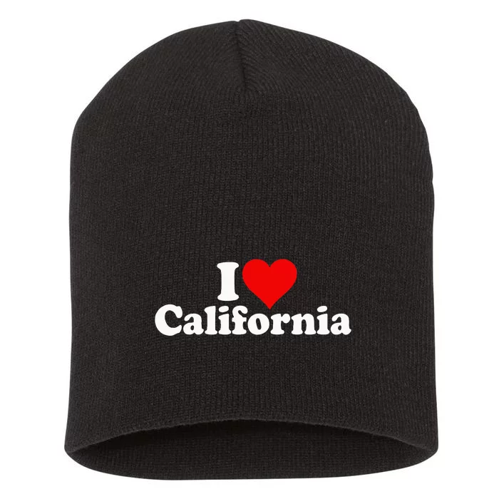 I LOVE HEART CALIFORNIA CALI STATE Short Acrylic Beanie