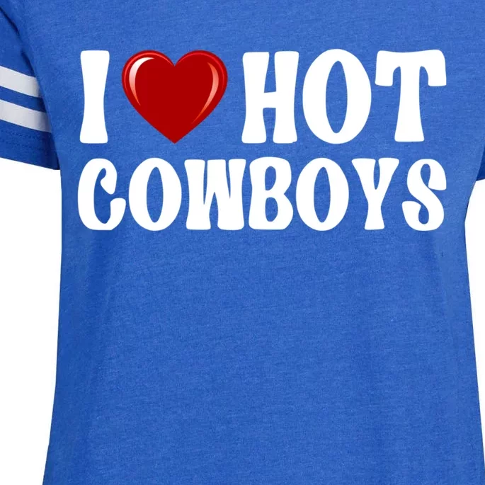 I Love Hot Cowboys, I Heart Hot Cowboys Lover Enza Ladies Jersey Football T-Shirt