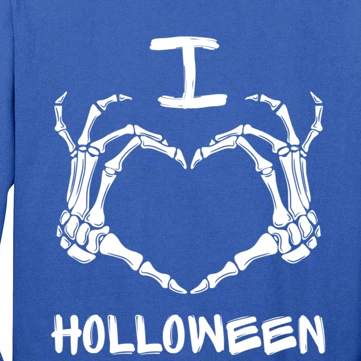 I Love Halloween Skeleton Heart Hands Great Gift Tall Long Sleeve T-Shirt