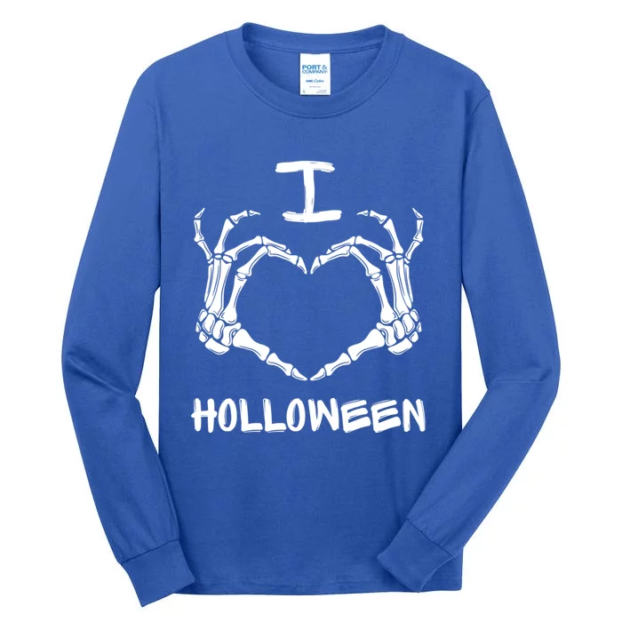 I Love Halloween Skeleton Heart Hands Great Gift Tall Long Sleeve T-Shirt