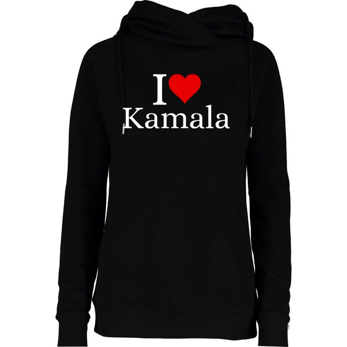 I Love Heart Kamala Womens Funnel Neck Pullover Hood