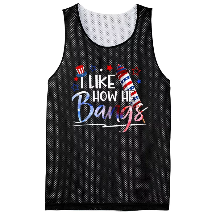 I Like How He Bangs 4th Of July Matching Couple Funny Mesh Reversible Basketball Jersey Tank