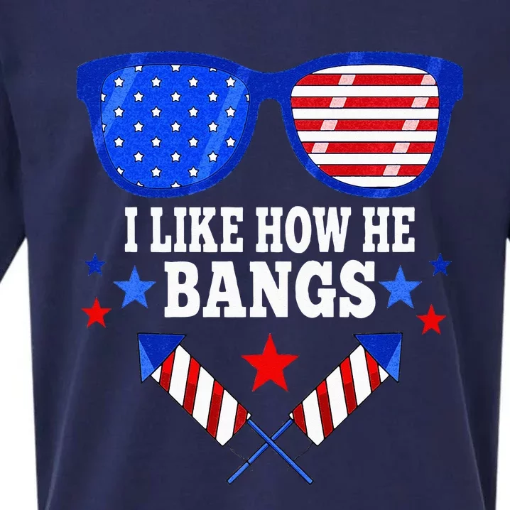 I Like How He Bangs Funny 4th Of July Matching Couple Outfit Sueded Cloud Jersey T-Shirt