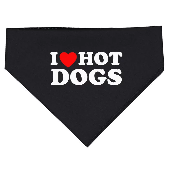 I Love Hot Dogs Funny Red Heart Love Hotdogs USA-Made Doggie Bandana