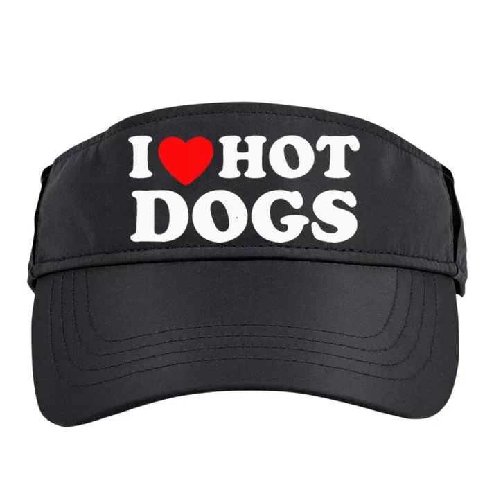 I Love Hot Dogs Funny Red Heart Love Hotdogs Adult Drive Performance Visor