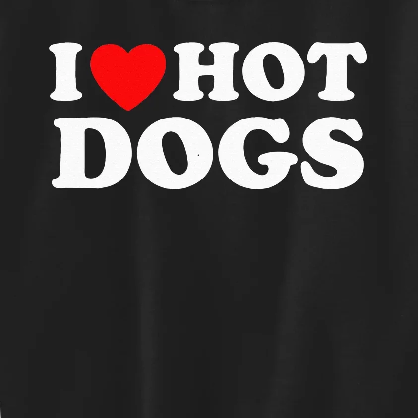 I Love Hot Dogs Funny Red Heart Love Hotdogs Kids Sweatshirt