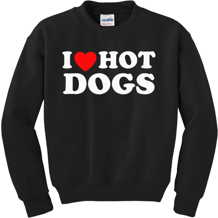 I Love Hot Dogs Funny Red Heart Love Hotdogs Kids Sweatshirt