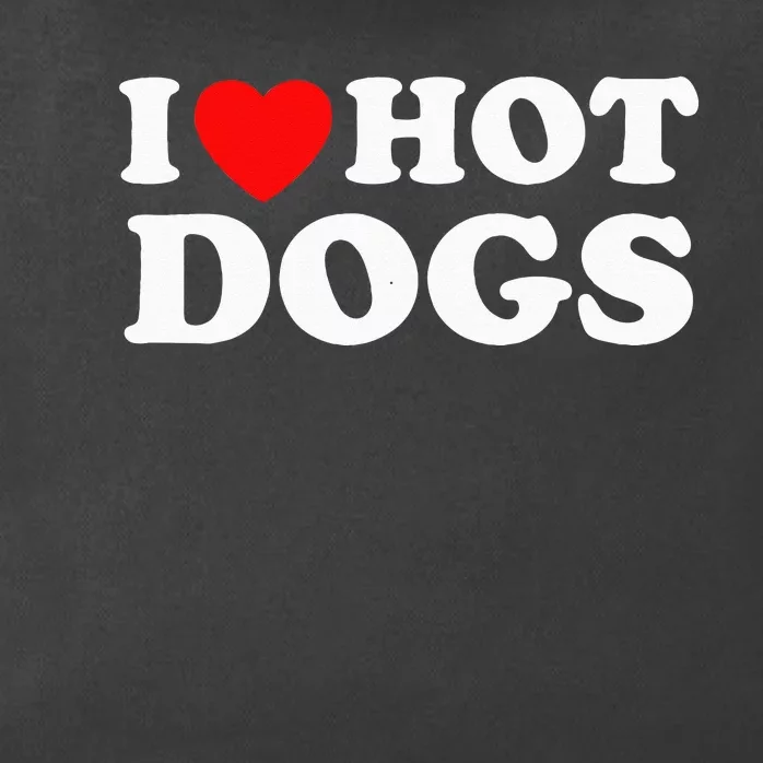 I Love Hot Dogs Funny Red Heart Love Hotdogs Zip Tote Bag