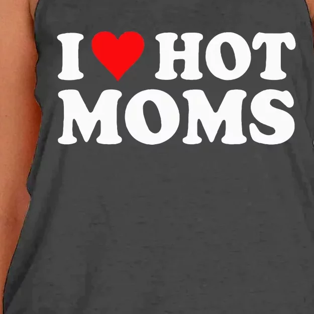 I Love Hot Moms I Heart Hot Moms Love Hot Moms Women's Knotted Racerback Tank