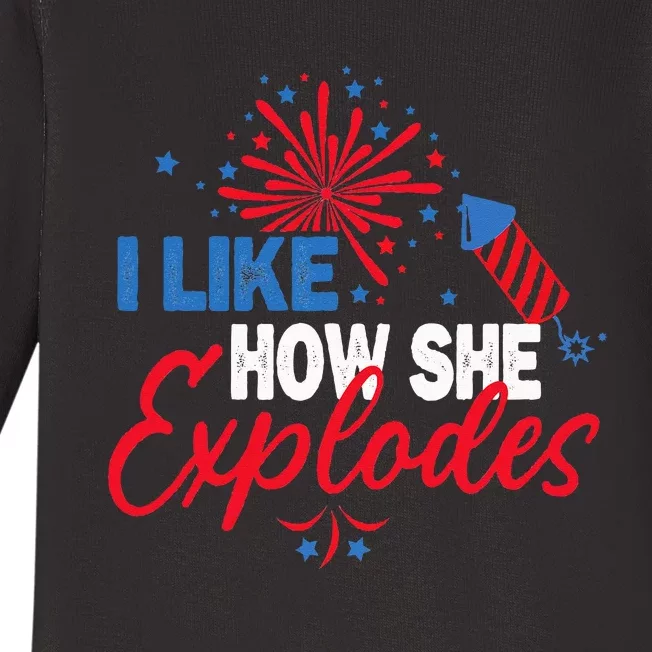 I Like How He Bangs I Like How She Explodes Couple July 4th Baby Long Sleeve Bodysuit