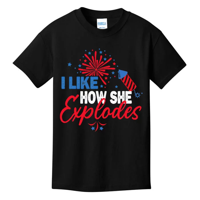 I Like How He Bangs I Like How She Explodes Couple July 4th Kids T-Shirt