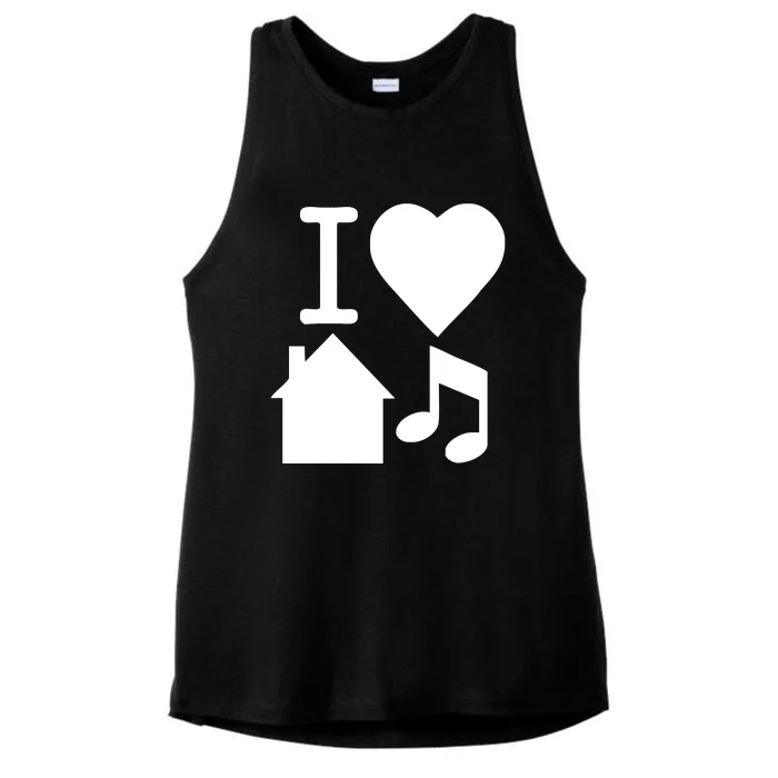 I Love House Music DJ Ladies Tri-Blend Wicking Tank