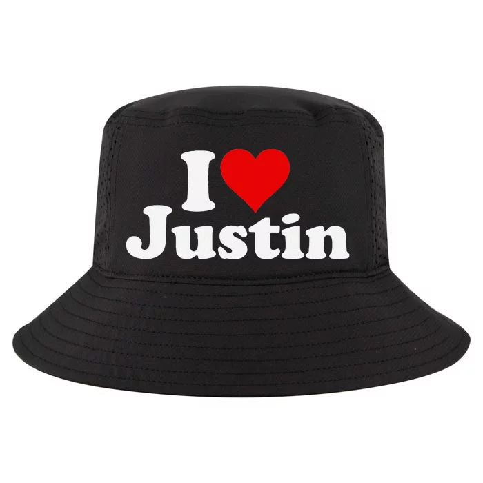 I Love Heart Justin Cool Comfort Performance Bucket Hat