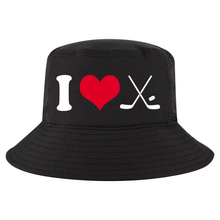 I Love Hockey, Sticks And Puck Cool Comfort Performance Bucket Hat