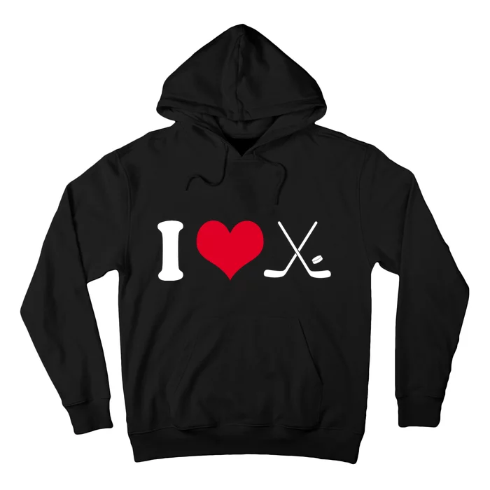 I Love Hockey, Sticks And Puck Hoodie