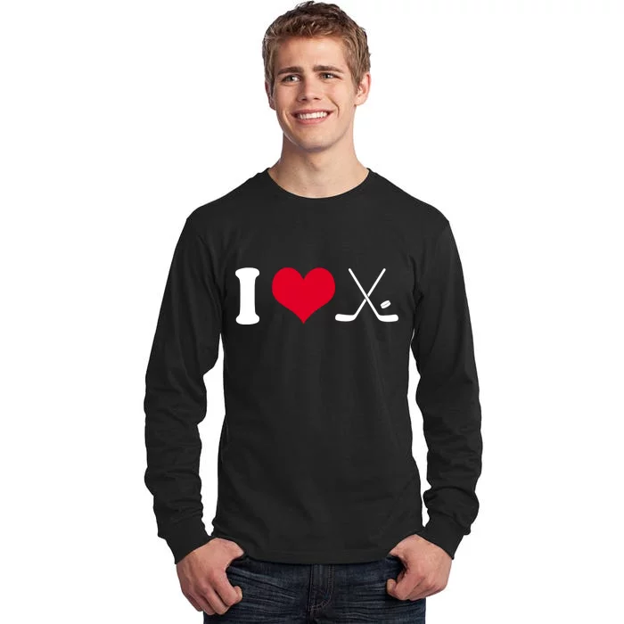 I Love Hockey, Sticks And Puck Tall Long Sleeve T-Shirt