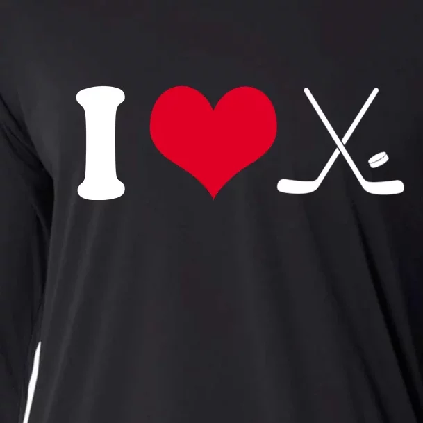 I Love Hockey, Sticks And Puck Cooling Performance Long Sleeve Crew