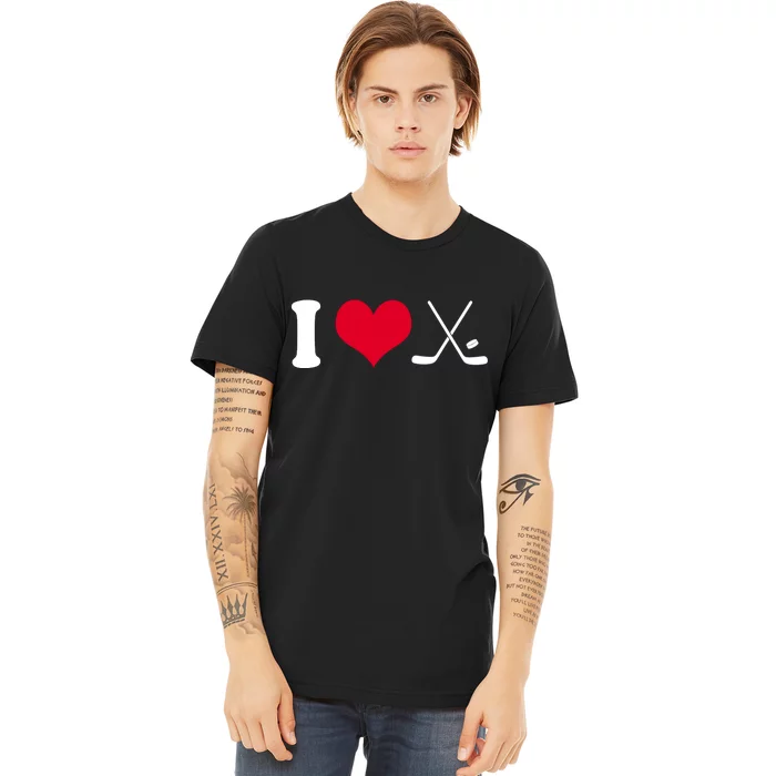 I Love Hockey, Sticks And Puck Premium T-Shirt