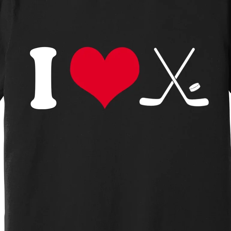 I Love Hockey, Sticks And Puck Premium T-Shirt