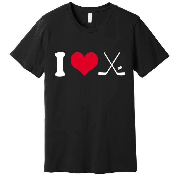 I Love Hockey, Sticks And Puck Premium T-Shirt