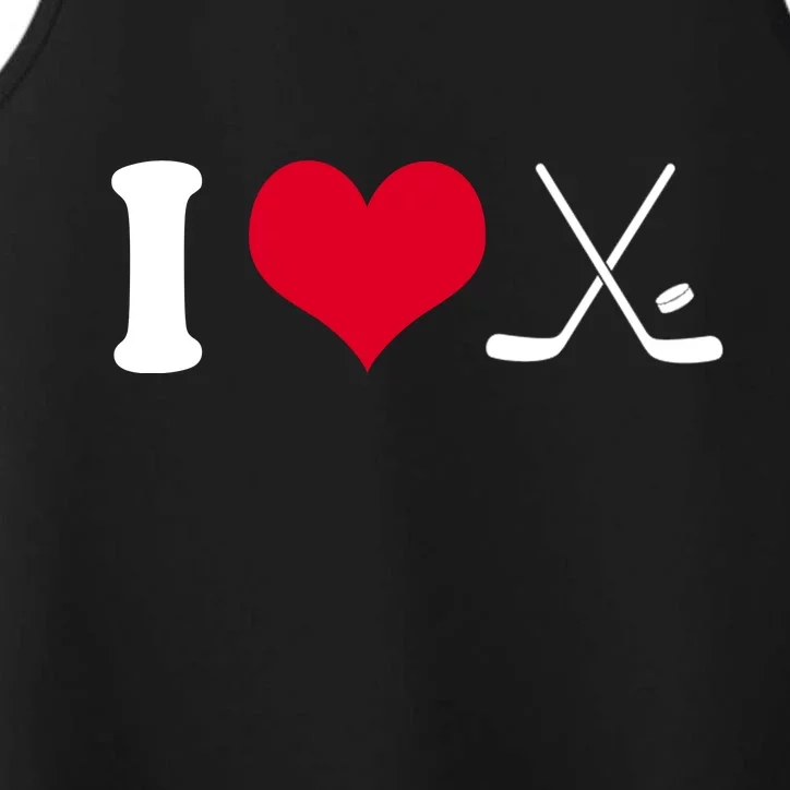 I Love Hockey, Sticks And Puck Performance Tank