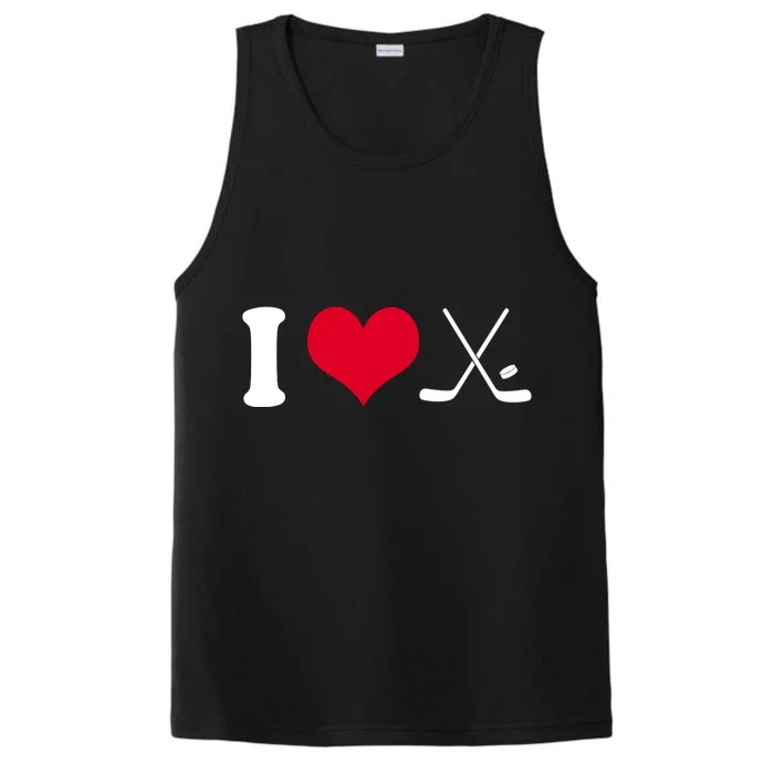 I Love Hockey, Sticks And Puck Performance Tank