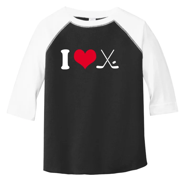 I Love Hockey, Sticks And Puck Toddler Fine Jersey T-Shirt