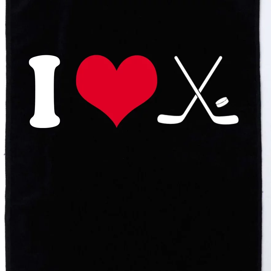 I Love Hockey, Sticks And Puck Platinum Collection Golf Towel