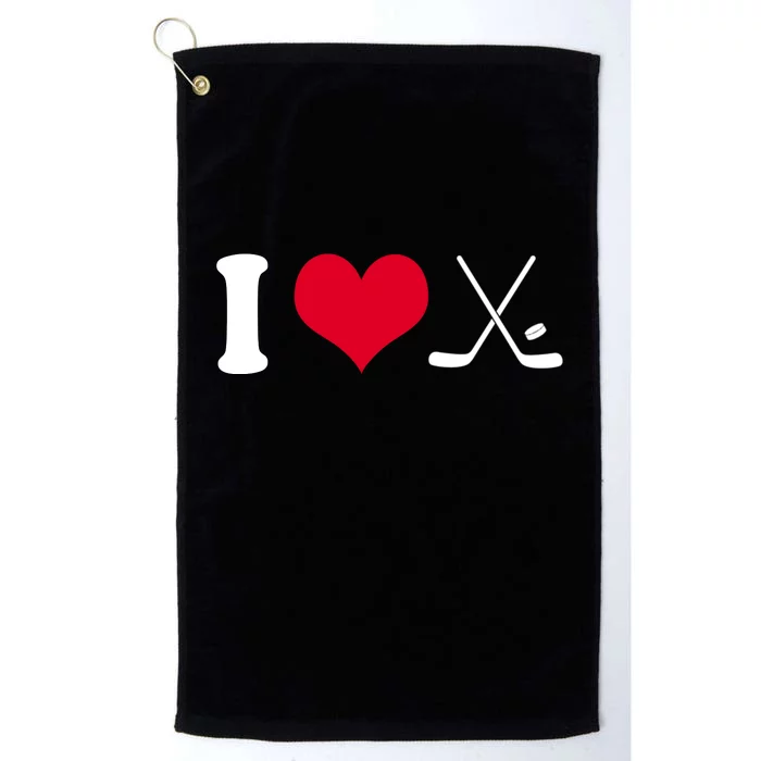 I Love Hockey, Sticks And Puck Platinum Collection Golf Towel