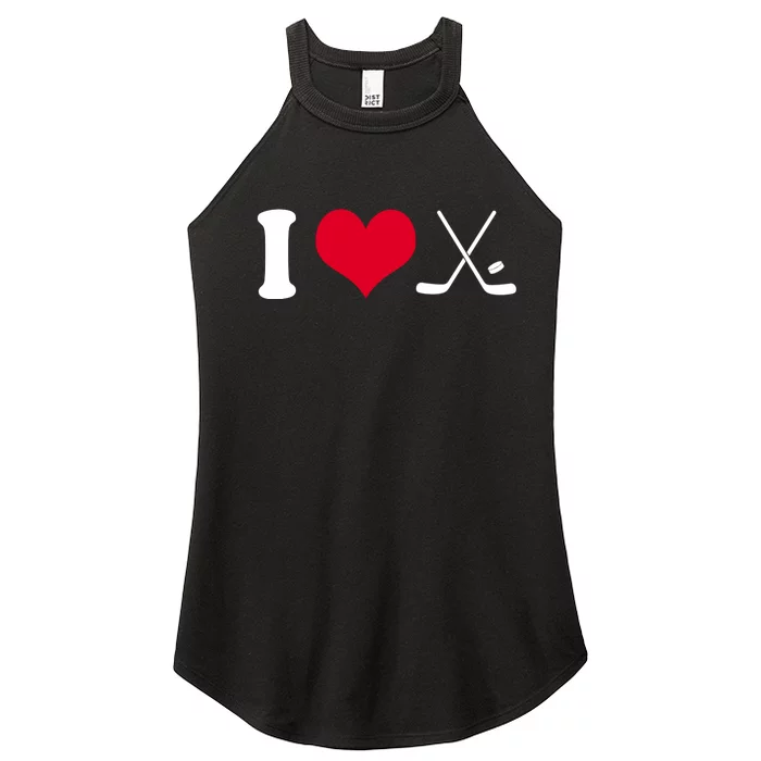 I Love Hockey, Sticks And Puck Women’s Perfect Tri Rocker Tank