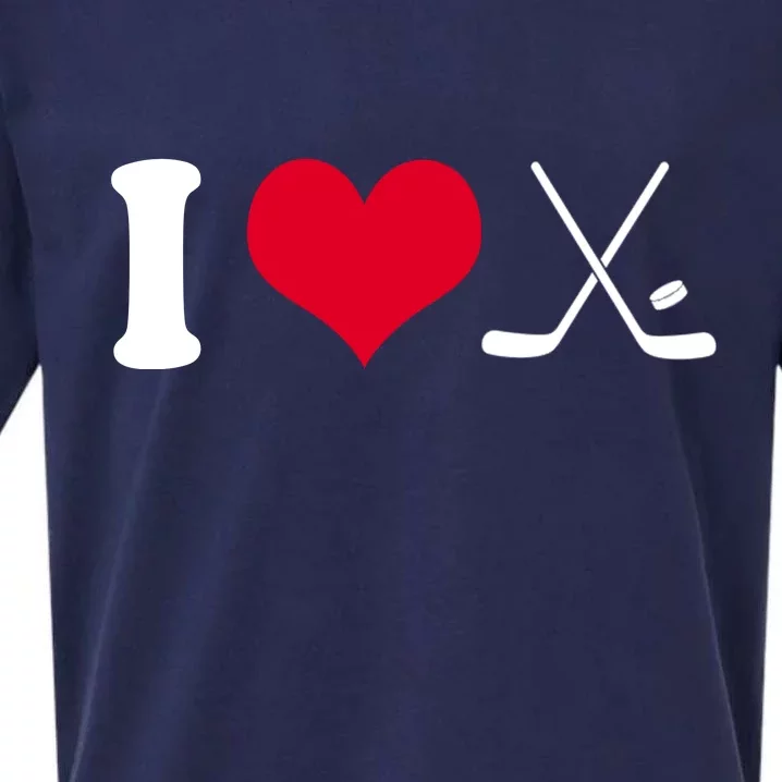 I Love Hockey, Sticks And Puck Sueded Cloud Jersey T-Shirt