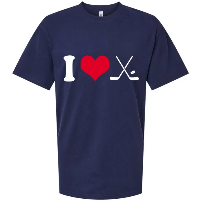 I Love Hockey, Sticks And Puck Sueded Cloud Jersey T-Shirt