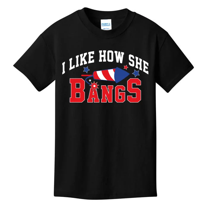 I Like How She Bangs Funny Fireworks Lover Matching Team Couple 4th Of July Patr Kids T-Shirt