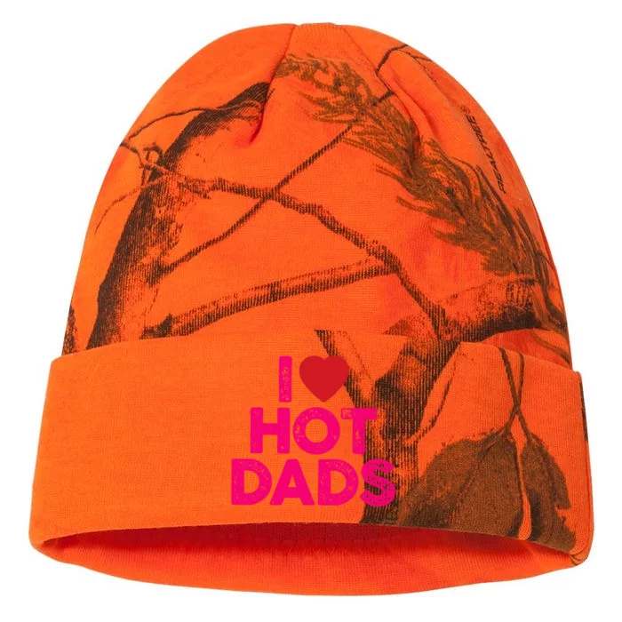 I Love Hot Dads Funny Pink Heart Hot Dad Kati - 12in Camo Beanie