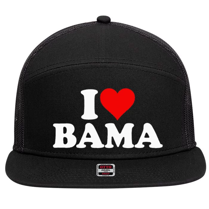 I Love Heart Bama Alabama 7 Panel Mesh Trucker Snapback Hat