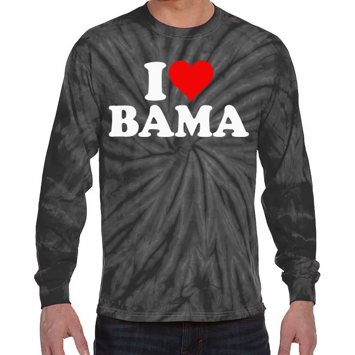 I Love Heart Bama Alabama Tie-Dye Long Sleeve Shirt