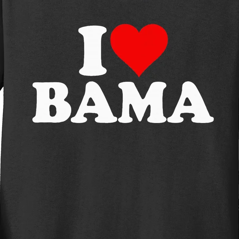 I Love Heart Bama Alabama Kids Long Sleeve Shirt