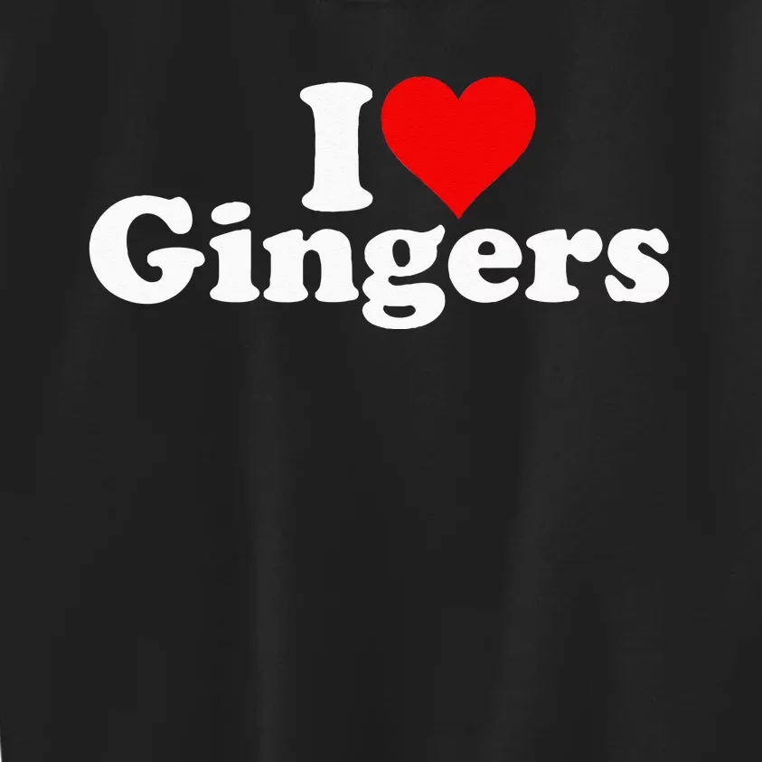 I LOVE HEART GINGERS REDHEADS RED HAIR Kids Sweatshirt