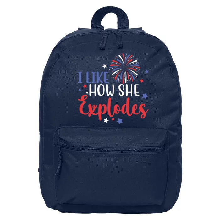 I Like How She Explodes 4th Of July Funny 16 in Basic Backpack