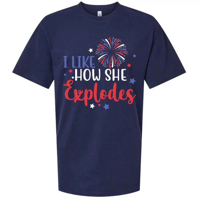 I Like How She Explodes 4th Of July Funny Sueded Cloud Jersey T-Shirt