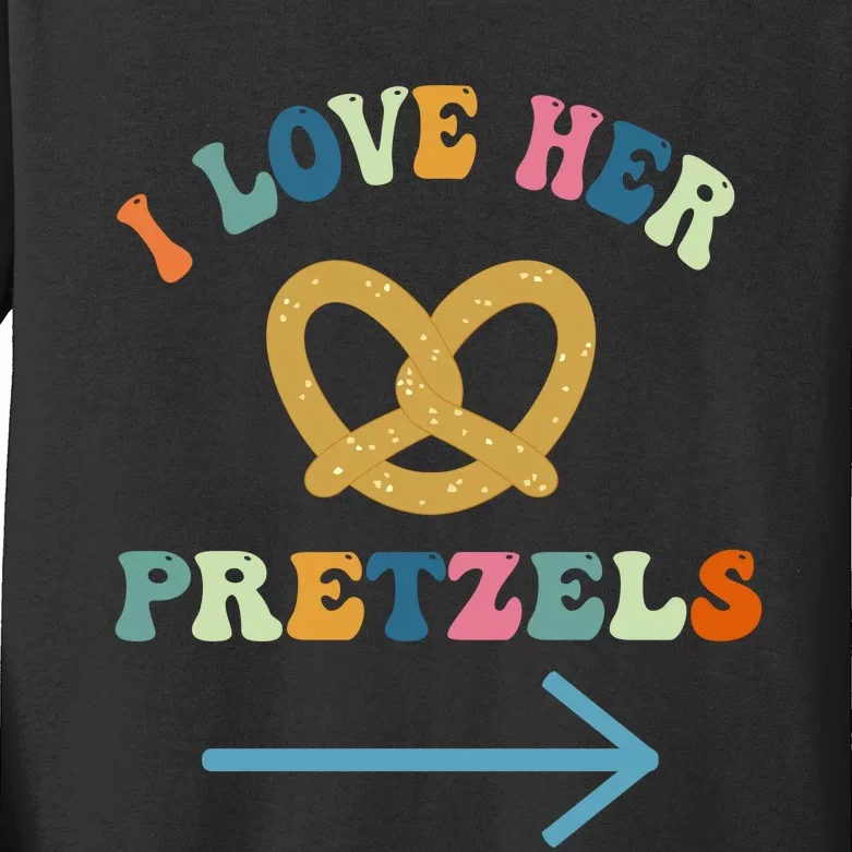 I Love Her Pretzels Matching Couple Oktoberfest Boyfriend Kids Long Sleeve Shirt