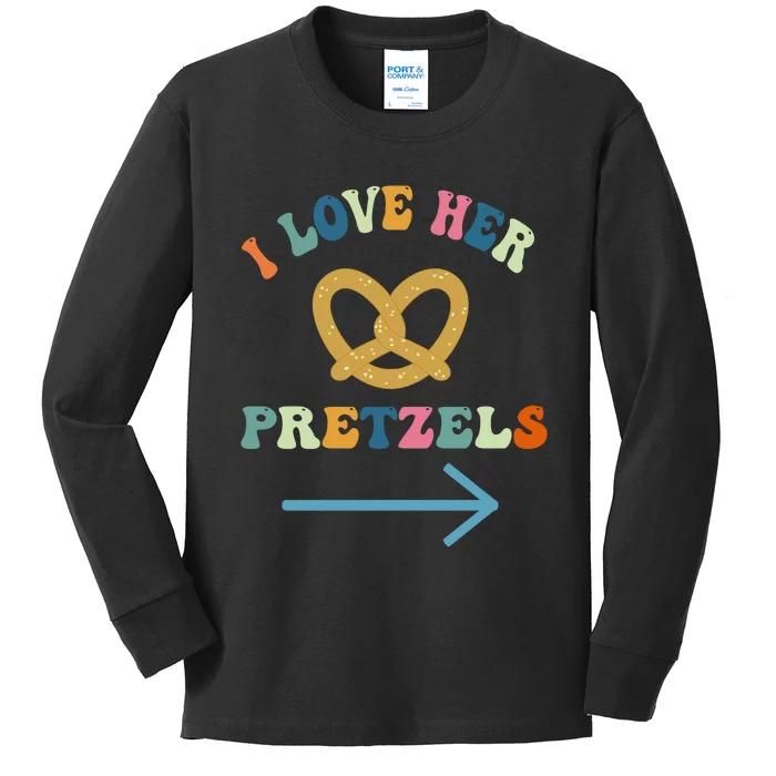 I Love Her Pretzels Matching Couple Oktoberfest Boyfriend Kids Long Sleeve Shirt